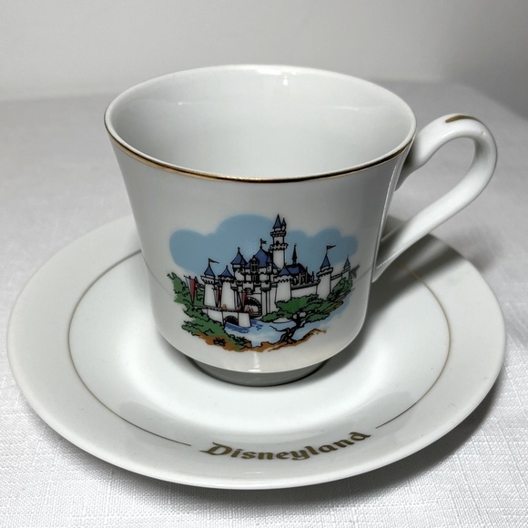 Disneyland White and Blue Castle Teacup and Saucer Set. Walt Disney Productions - Picture 1 of 3